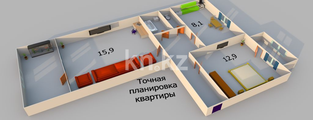 Продажа 2-комнатной квартиры, 55 м² в Алматы - фото 6