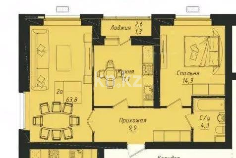 Продажа 2-комнатной квартиры, 64 м² в Астане