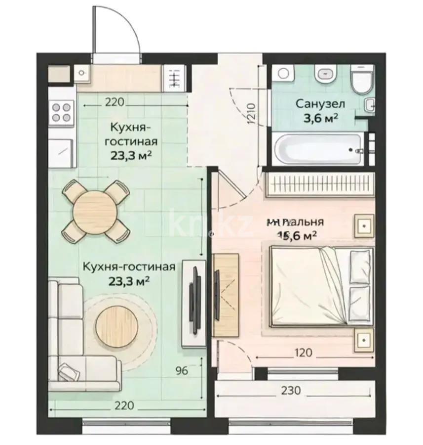 Продажа 1-комнатной квартиры, 38.6 м² - Продажа однокомнатных квартир от собственников в Астане - страница 2 фото 1 из 1
