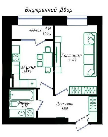 Продажа 1-комнатной квартиры, 39.8 м² - Продажа однокомнатных квартир в Астане - страница 6 фото 1 из 1