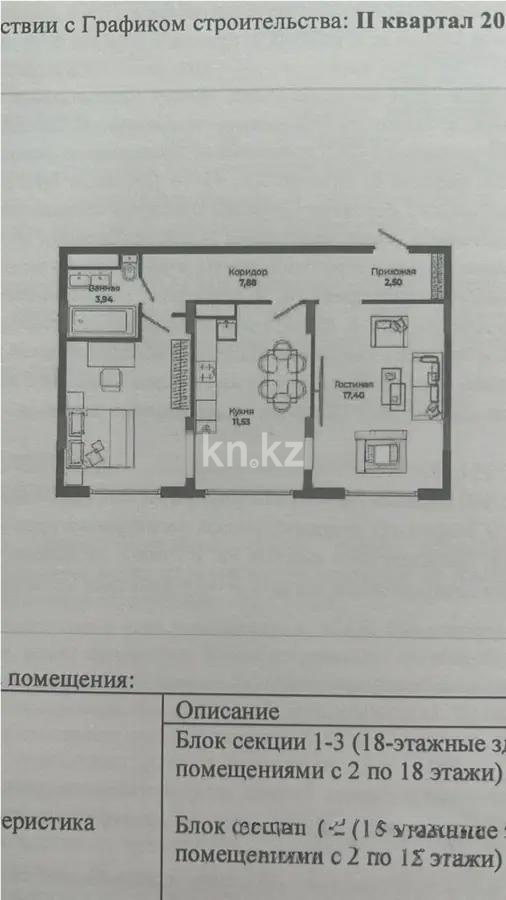 Продажа 2-комнатной квартиры, 59.5 м², ул. Сыганак, дом  4 стр - Продажа квартир в новостройках Астаны без посредников фото 1 из 1
