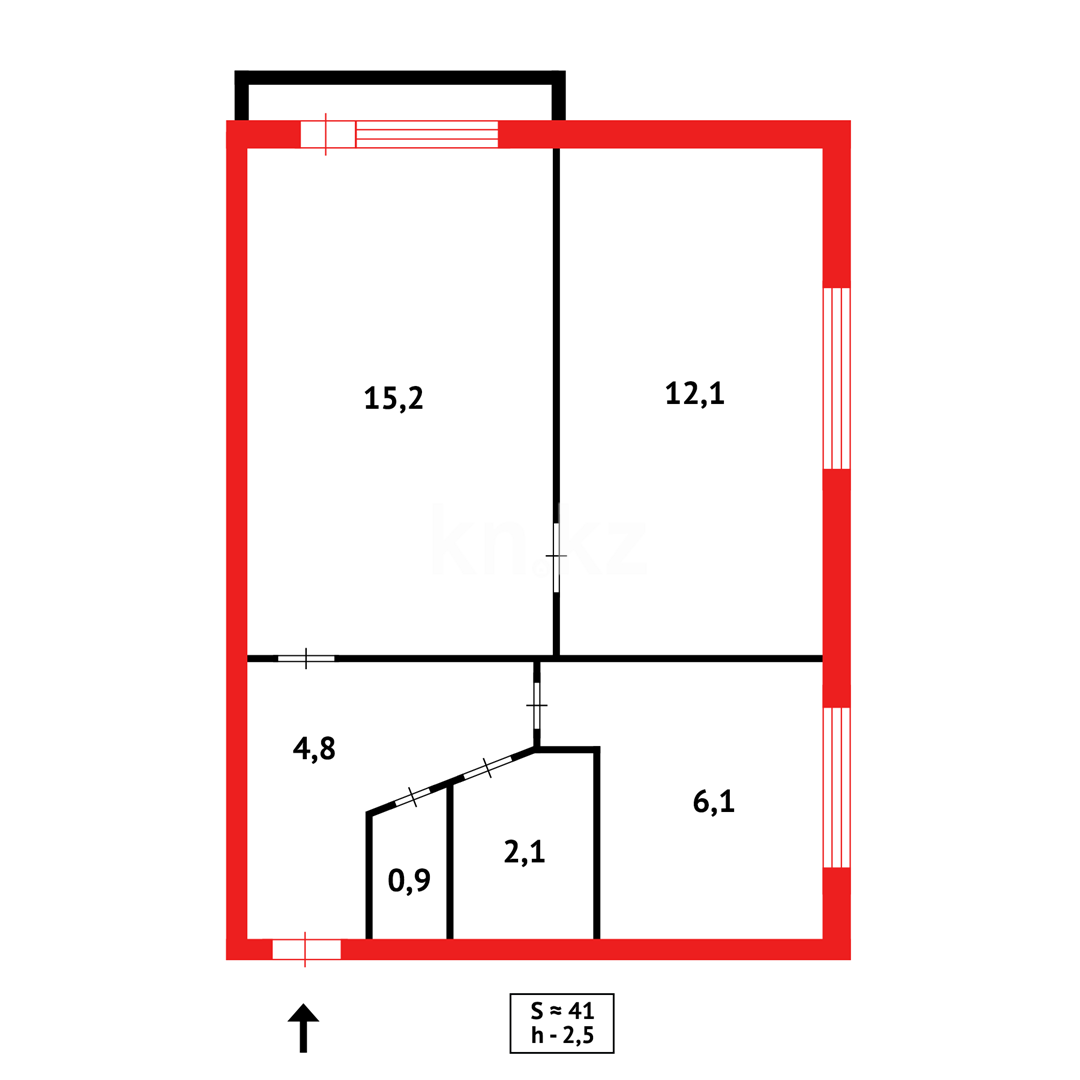 Продажа 2-комнатной квартиры, 41 м², мкр-н 13 - Продажа  двухкомнатных квартир в Караганде с фото фото 15 из 15