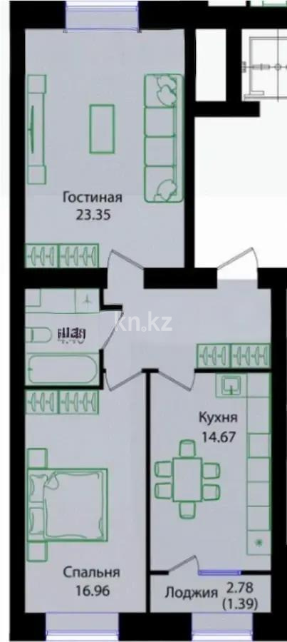 Продажа 2-комнатной квартиры, 69 м², ул. Е-15, дом  16 - Продажа  двухкомнатных квартир в Астане фото 1 из 1