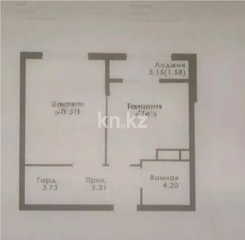 Продажа 1-комнатной квартиры, 45.26 м² - Продажа  однокомнатных квартир в Алматы без посредников фото 1 из 1