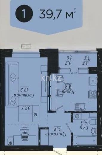 Продажа 1-комнатной квартиры, 39.7 м² в Астане
