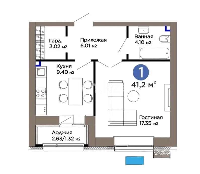Продажа 1-комнатной квартиры, 41.2 м² в Астане - фото 5