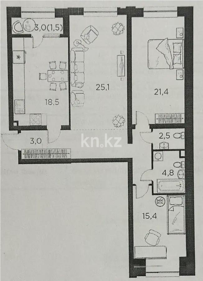 Продажа 3-комнатной квартиры, 105 м², ул. Утеген батыра, дом  11в - Продажа  трехкомнатных квартир в Алматы фото 2 из 2