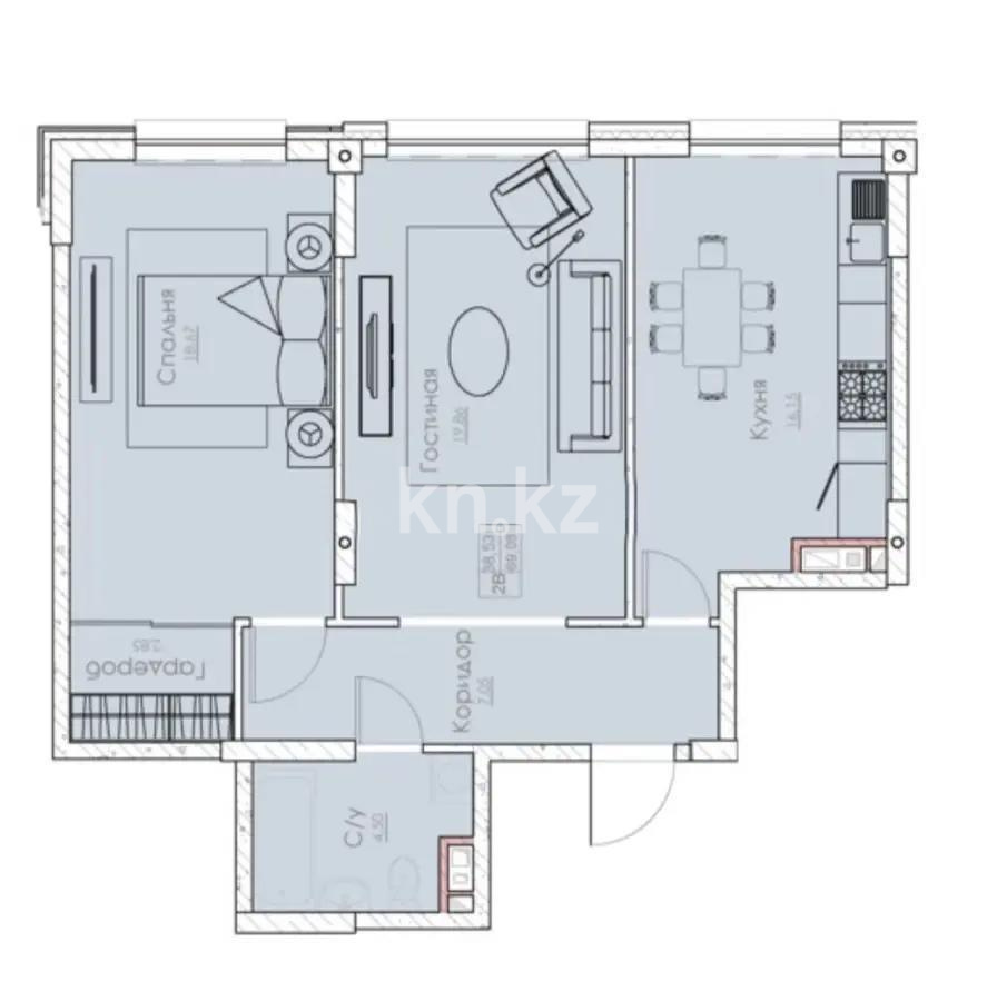 Продажа 2-комнатной квартиры, 69.32 м² - Продажа квартир в Алматы фото 3 из 3