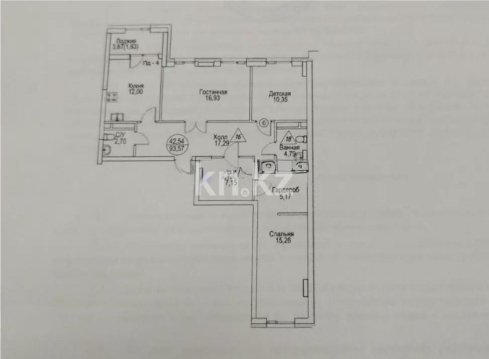 Продажа 3-комнатной квартиры, 93.57 м², ул. Айтматова, дом  48 стр - Продажа  трехкомнатных квартир в Астане фото 1 из 1
