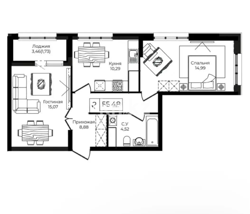 Продажа 2-комнатной квартиры, 56 м² в Астане - фото 5