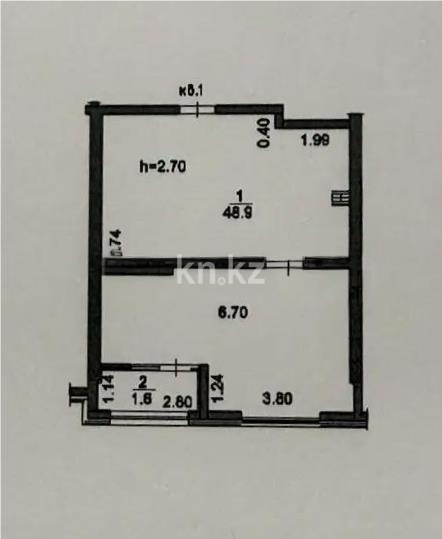 Продажа 2-комнатной квартиры, 50.5 м² в Алматы