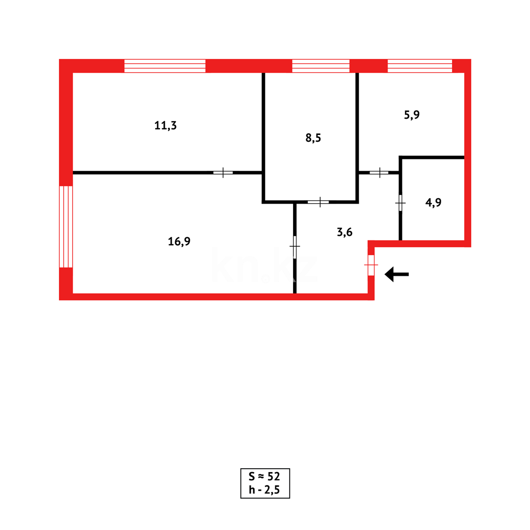 Продажа 3-комнатной квартиры, 51 м² в Караганде - фото 8