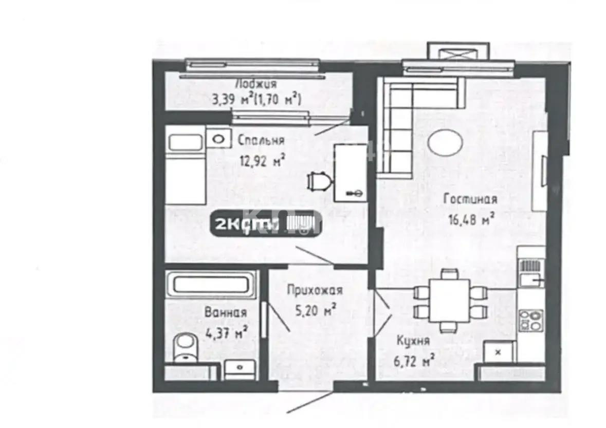 Продажа 2-комнатной квартиры, 47.39 м², ул. А-102, дом  11/2 - Продажа квартир в Астане без посредников с фото фото 1 из 1