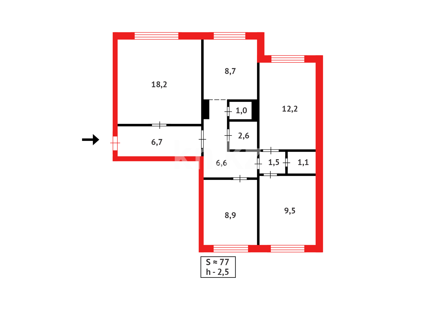 Продажа 4-комнатной квартиры, 77 м², мкр-н Орбита-1 - Продажа  четырехкомнатных квартир в Караганде фото 8 из 8