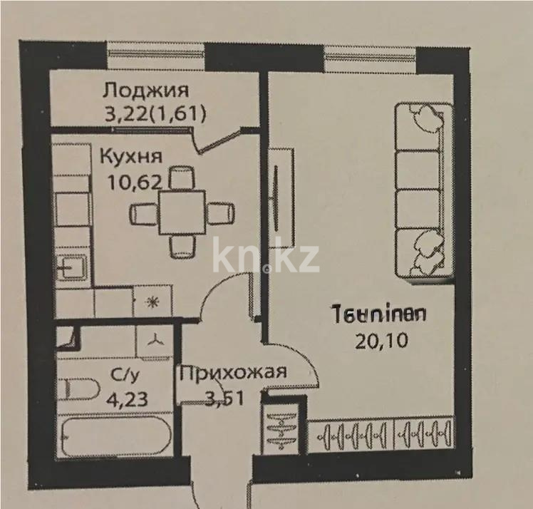 Продажа 1-комнатной квартиры, 40.1 м², ул. Жошы хана, дом  12/3 - Продажа  однокомнатных квартир в новостройках Астаны фото 1 из 1