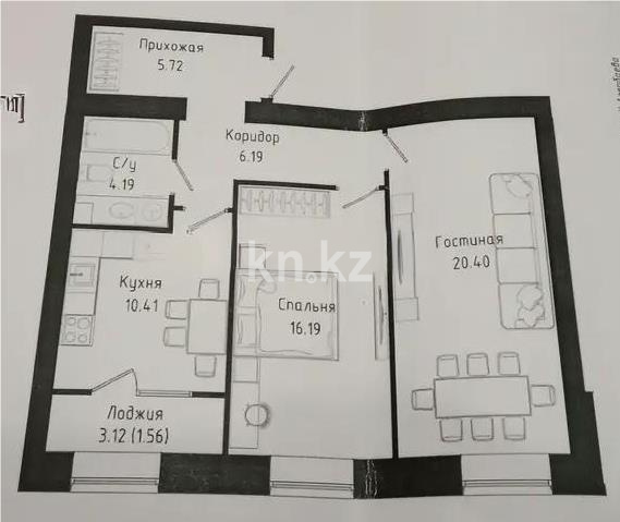Продажа 2-комнатной квартиры, 64.66 м², ул. Нажимеденова, дом  30/1 в Астане