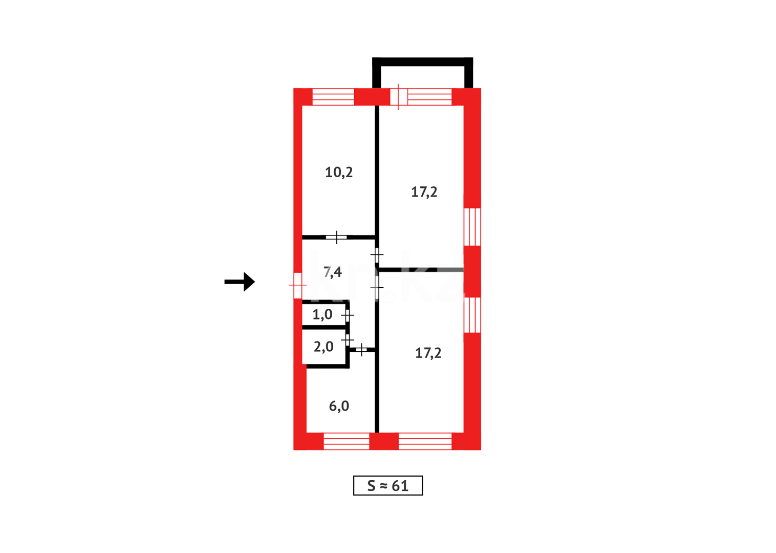 Продажа 3-комнатной квартиры, 61 м², ул. Шерубай батыра в Абае - фото 9
