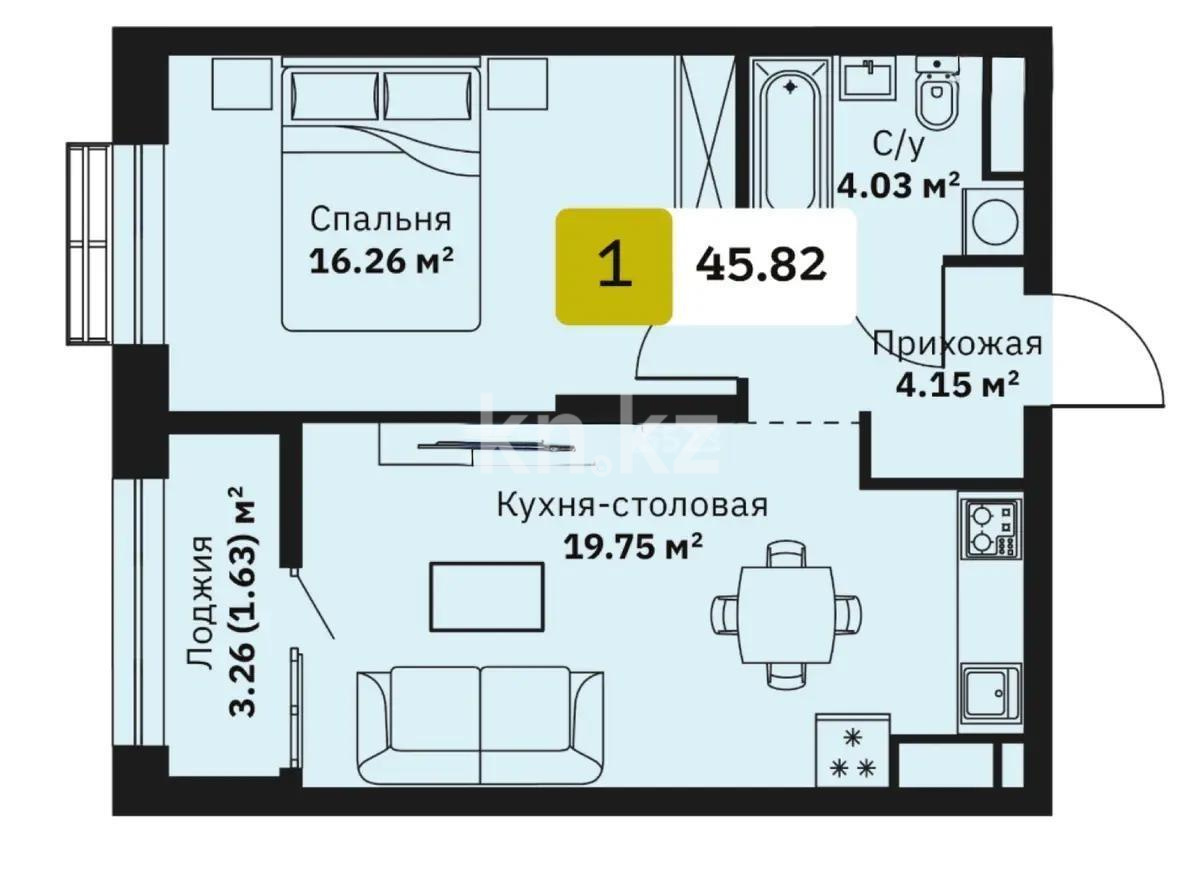 Продажа 2-комнатной квартиры, 46 м², ул. Туркестан, дом  115 - Продажа квартир в Алматы без посредников с фото фото 1 из 1