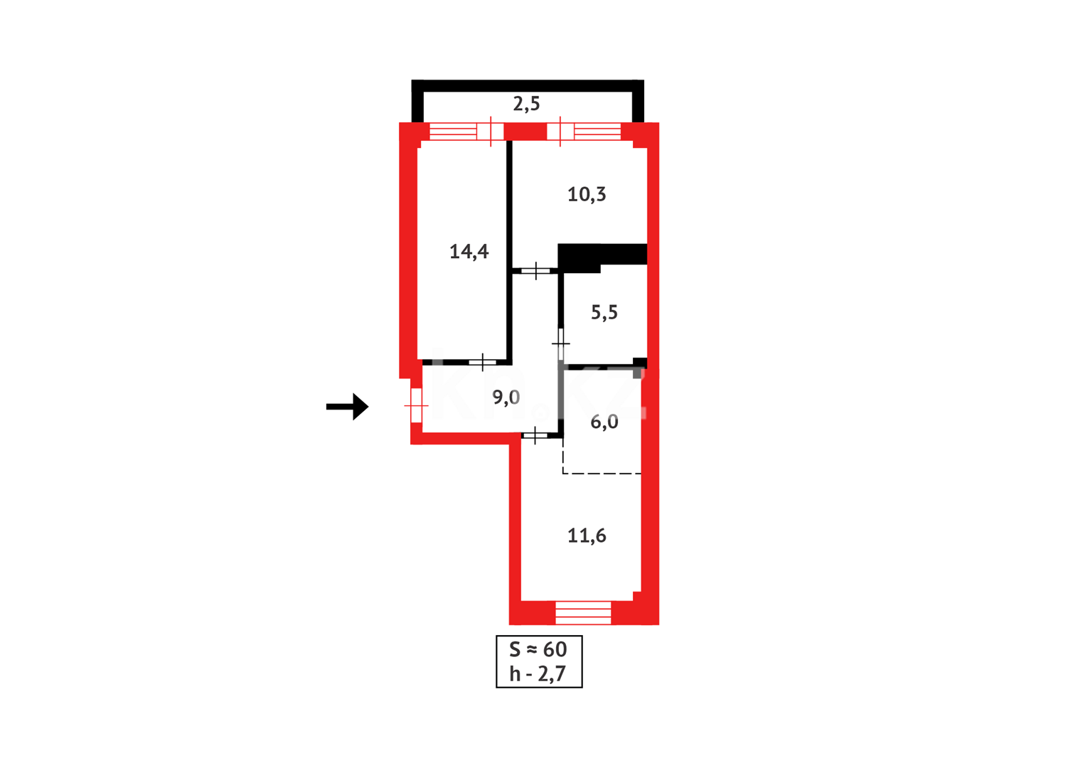 Продажа 3-комнатной квартиры, 59.3 м² в Астане - фото 14