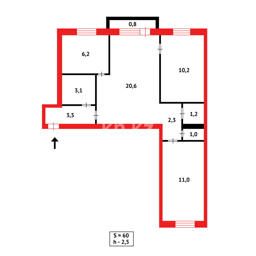 Продажа 3-комнатной квартиры, 60 м² - Продажа квартир в Темиртау - страница 7 фото 16 из 16