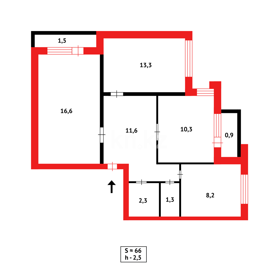Продажа 3-комнатной квартиры, 66 м², ул. Гоголя, дом  57/2 в Караганде - фото 3
