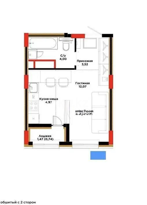 Продажа 1-комнатной квартиры, 25.3 м² - Продажа однокомнатных квартир в Астане - страница 48 фото 1 из 1