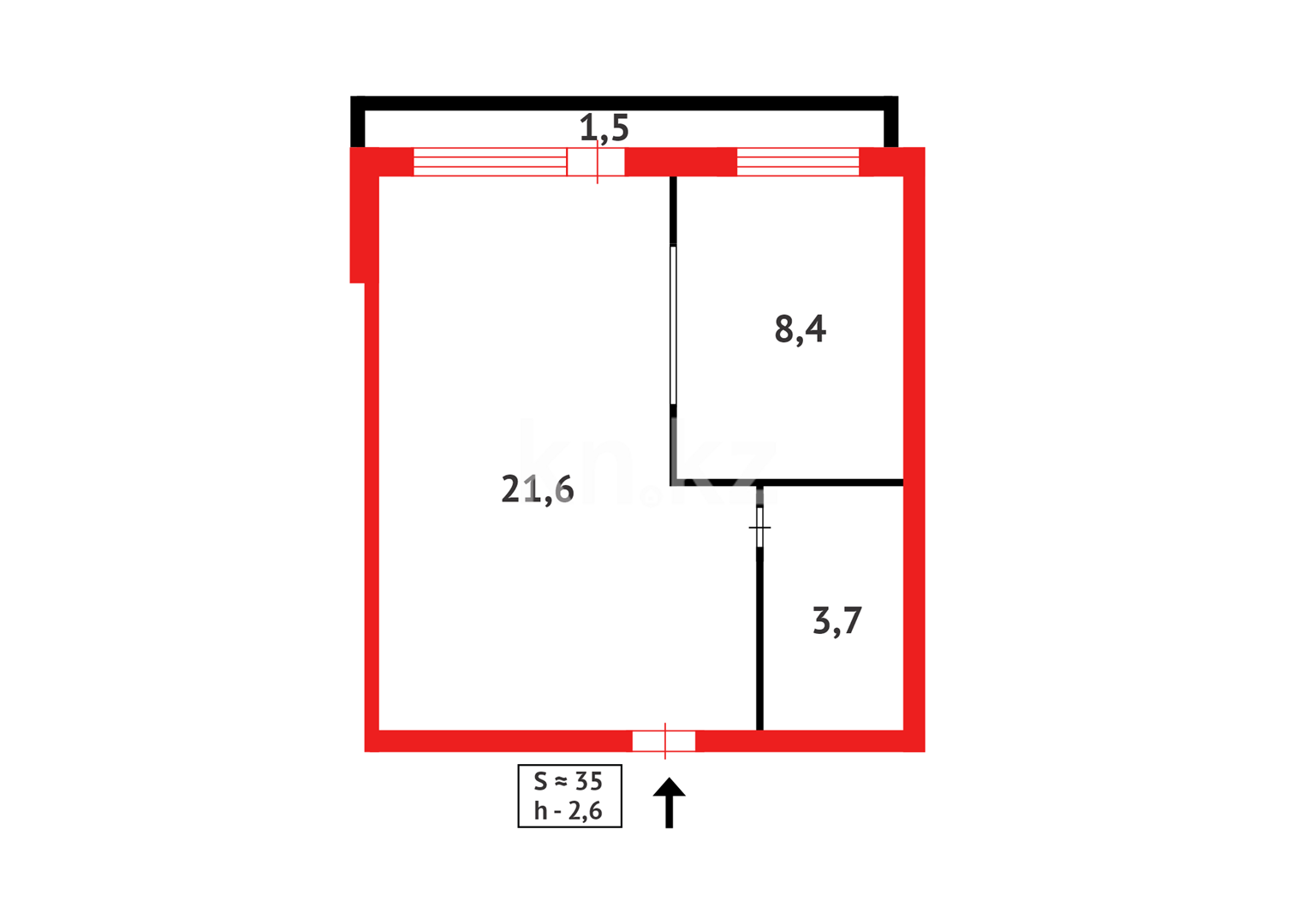 Продажа 1-комнатной квартиры, 35 м², ул. Гапеева - Продажа квартир в Караганде фото 9 из 9