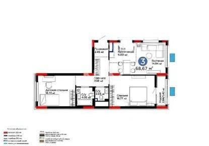 Продажа 3-комнатной квартиры, 68.67 м², ул. Мухаммед Али Джинна, дом  5 - Продажа квартир в Астане фото 1 из 1