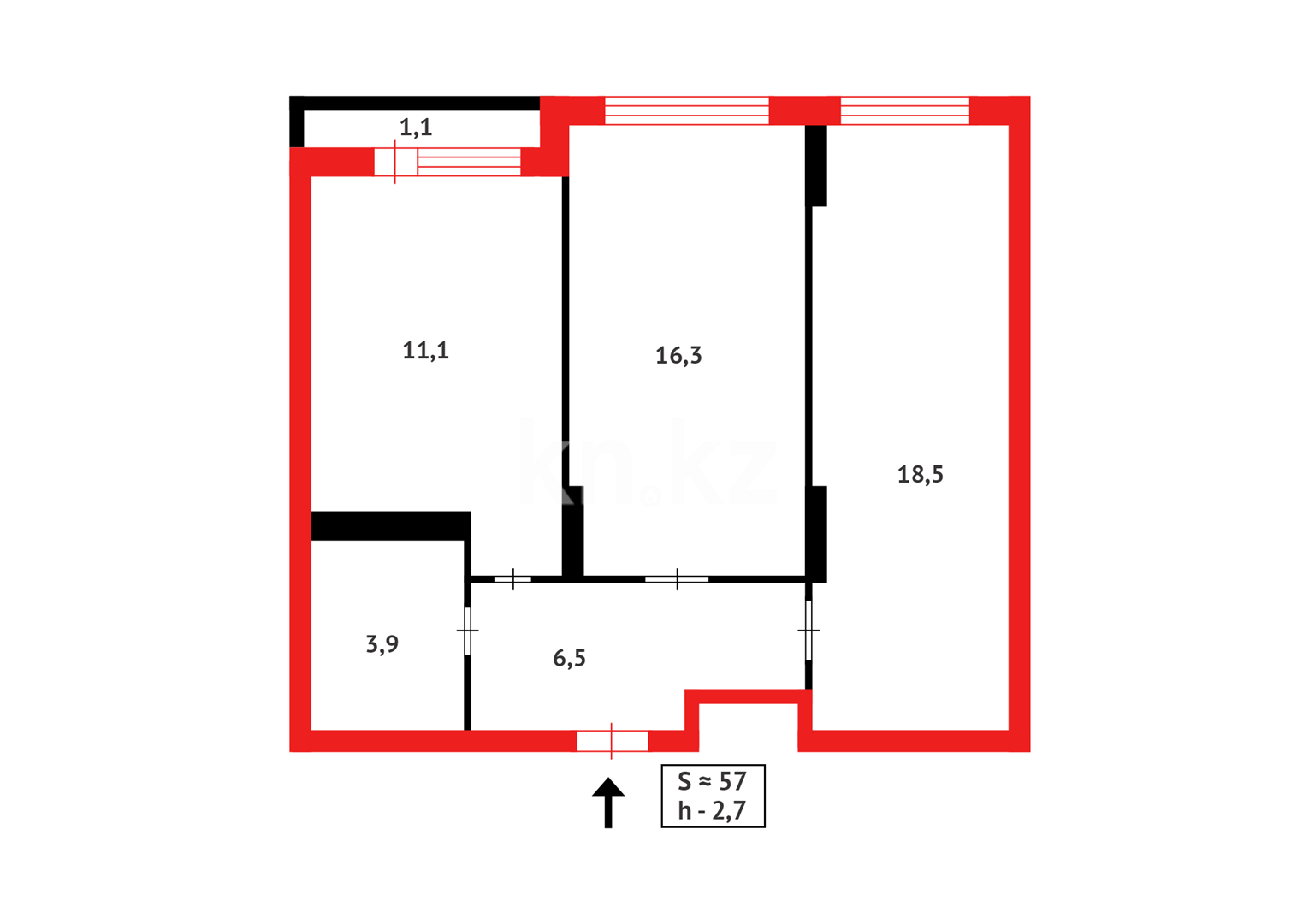 Продажа 2-комнатной квартиры, 57.4 м², ул. Толе би в Астане - фото 11