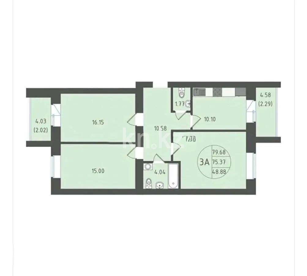 Продажа 3-комнатной квартиры, 80 м², ул. Е-429, дом  6 - Продажа квартир в новостройках Астаны без посредников фото 1 из 1