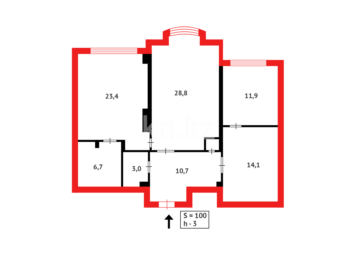 Продажа 3-комнатной квартиры, 100 м², ул. Габдуллина - Продажа квартир в Астане фото 12 из 12