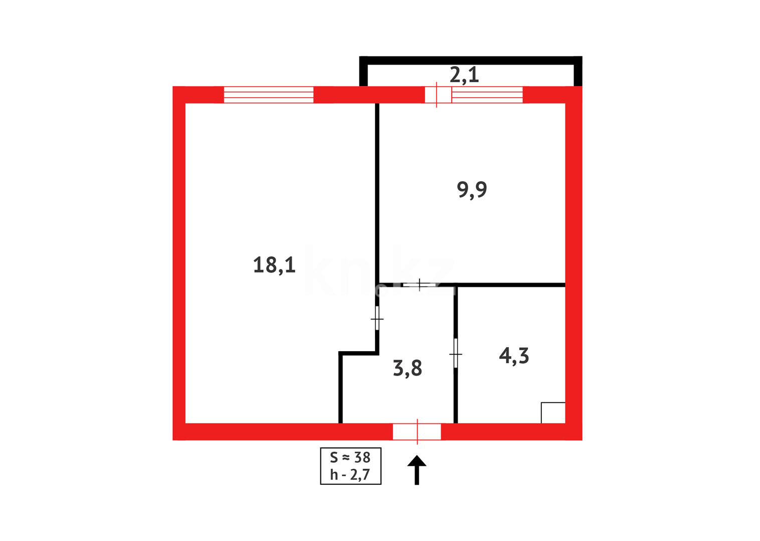 Продажа 2-комнатной квартиры, 38.2 м², пр. Кабанбай батыра в Астане - фото 12