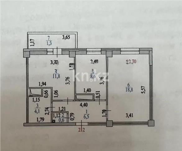 Продажа 2-комнатной квартиры, 52 м² в Астане