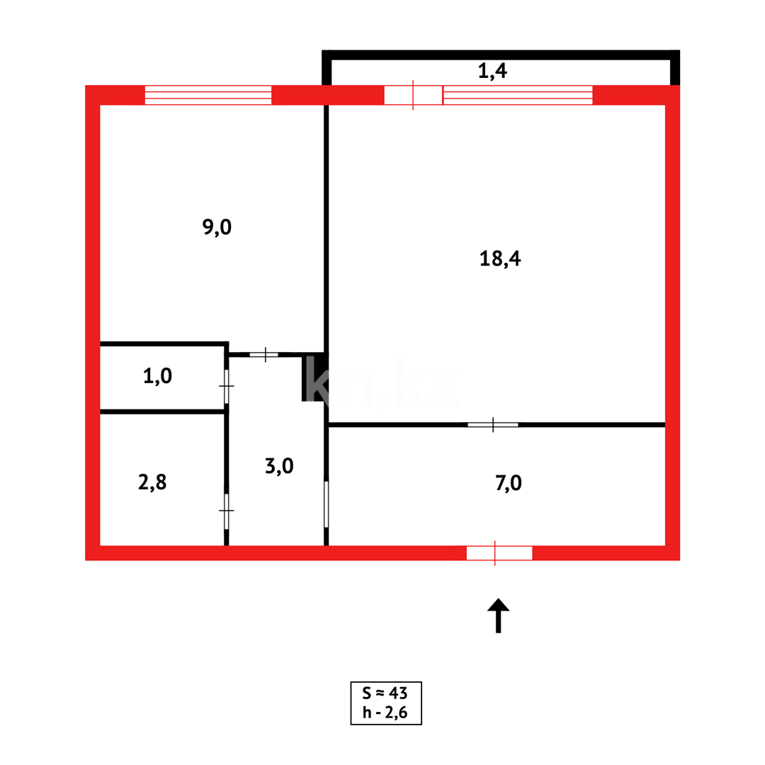Продажа 1-комнатной квартиры, 44 м² в Караганде - фото 9