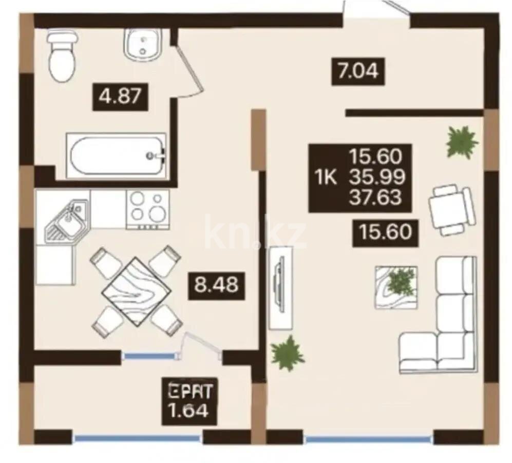 Продажа 1-комнатной квартиры, 37.63 м² в Астане - фото 3