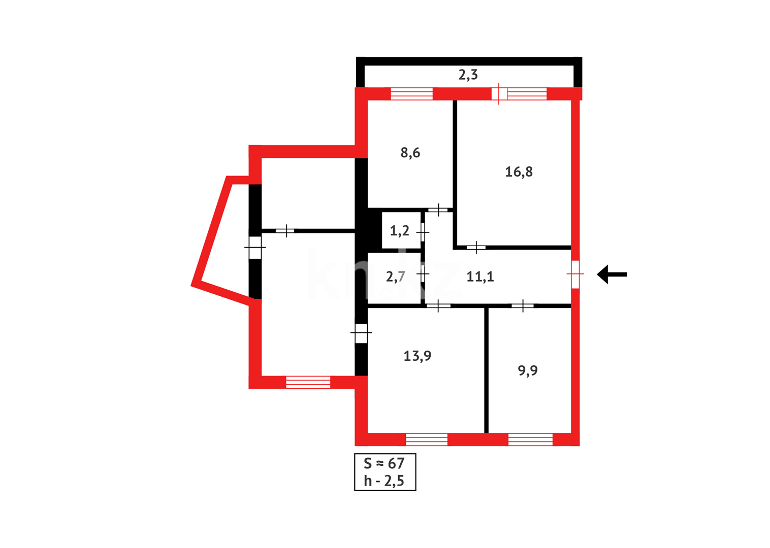 Продажа 4-комнатной квартиры, 85 м², мкр-н Мамраева (Восток-5) - Продажа  четырехкомнатных квартир в Караганде фото 19 из 19