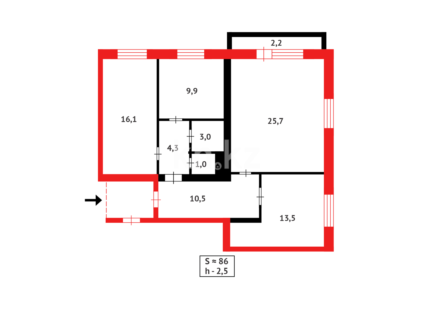 Продажа 3-комнатной квартиры, 86 м² - Продажа трехкомнатных квартир в Караганде - страница 9 фото 23 из 23