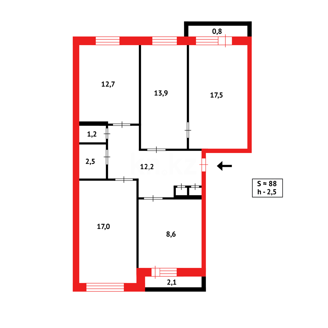 Продажа 4-комнатной квартиры, 87 м² - Продажа квартир в панельном доме в Темиртау - страница 3 фото 18 из 18