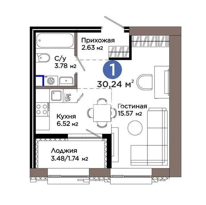 Продажа 1-комнатной квартиры, 30.24 м² - Продажа однокомнатных квартир от собственников в Астане - страница 13 фото 2 из 2