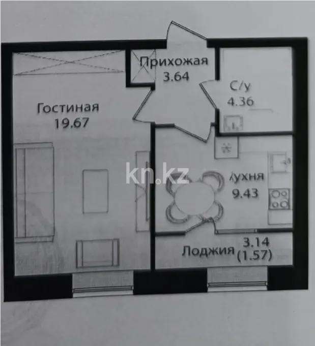 Продажа 1-комнатной квартиры, 38.67 м², ул. Е-15, дом  16 - Продажа  однокомнатных квартир в Астане без посредников с фото фото 1 из 1