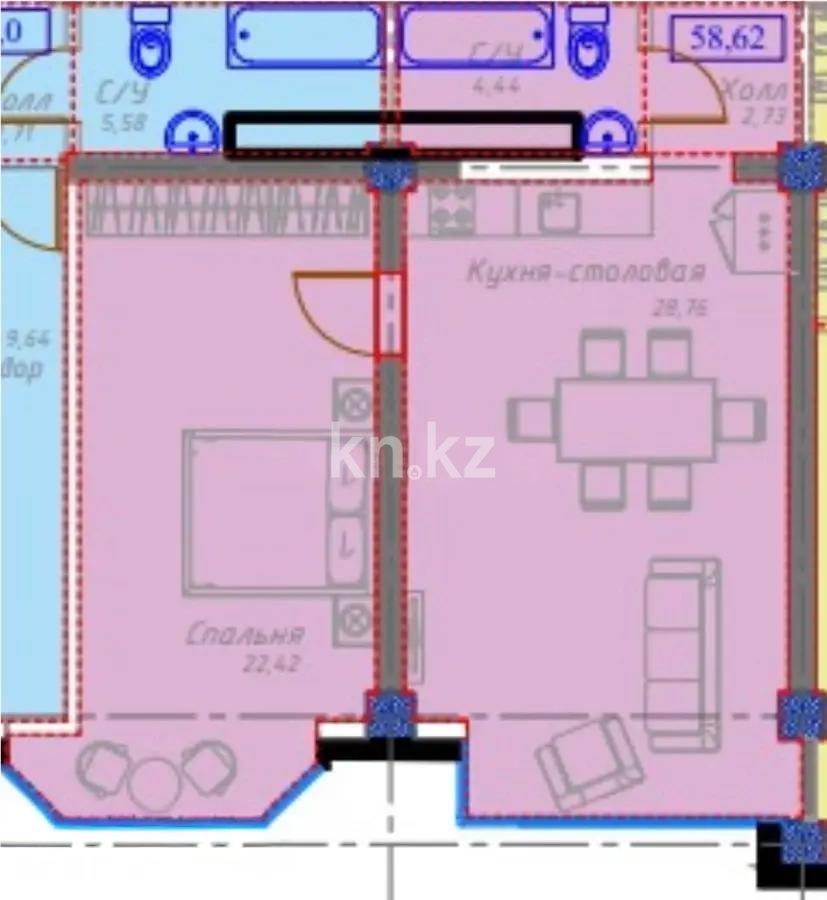 Продажа 2-комнатной квартиры, 58.8 м², ул. Сейдимбека, дом  105/6 - Продажа баз, складов и промышленной недвижимости в Шымкенте фото 3 из 3