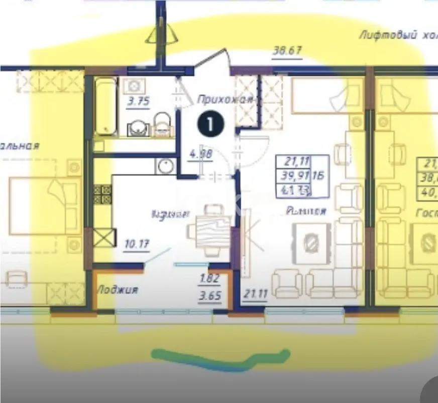 Продажа 1-комнатной квартиры, 43 м² - Продажа квартир в новостройках Астаны - страница 21 фото 1 из 1