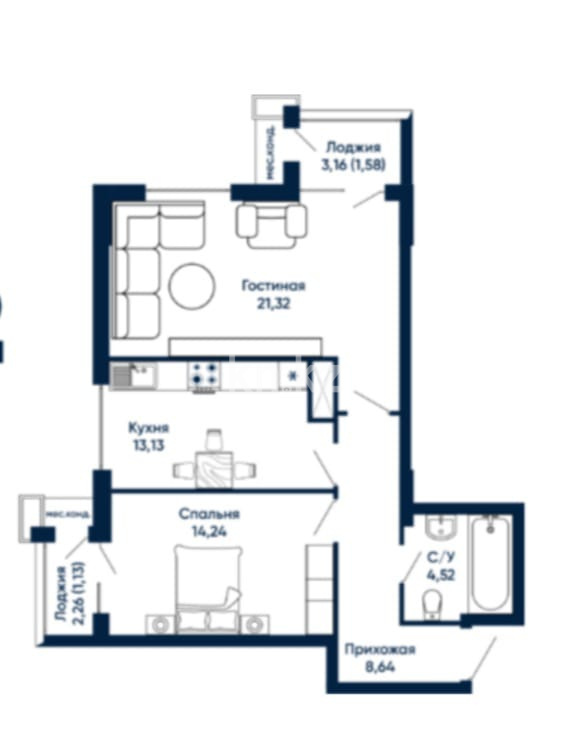 Продажа 2-комнатной квартиры, 64.2 м², Проспект Туран, дом  71 - пр. Улы Дала в Астане - фото 8