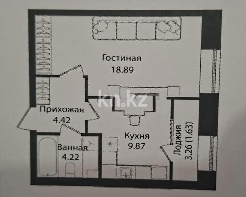 Продажа 1-комнатной квартиры, 39 м² в Астане