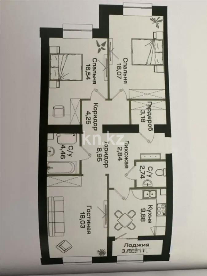 Продажа 3-комнатной квартиры, 90.71 м² - Продажа квартир от собственников в Астане - страница 9 фото 1 из 1