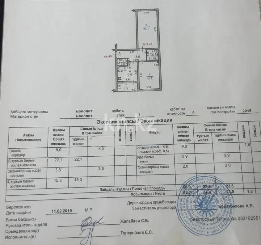 Продажа 2-комнатной квартиры, 63 м² в Алматы