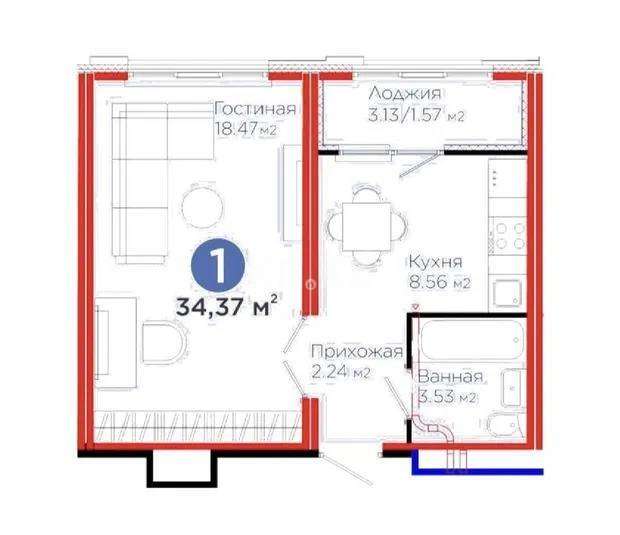 Продажа 1-комнатной квартиры, 34 м² в Астане