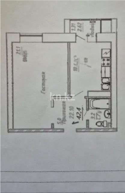 Продажа 1-комнатной квартиры, 42.4 м², ул. А-92, дом  5/2 в Астане