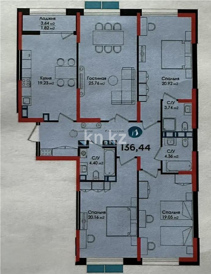 Продажа 4-комнатной квартиры, 137 м² - Продажа квартир в Бостандыкском р-не Алматы - страница 3 фото 7 из 7