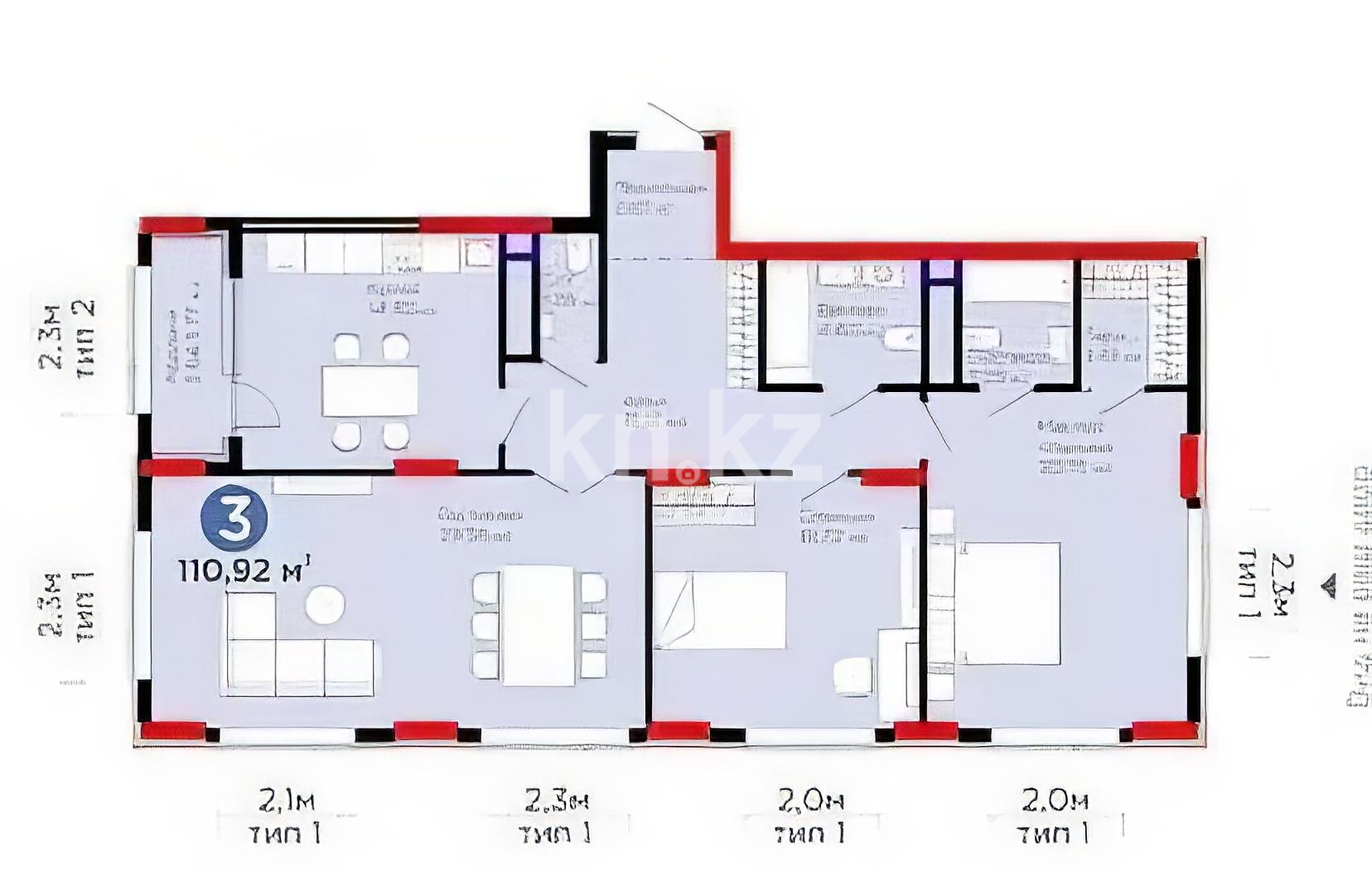 Продажа 3-комнатной квартиры, 111 м² - Продажа трехкомнатных квартир от собственников в Астане фото 1 из 1